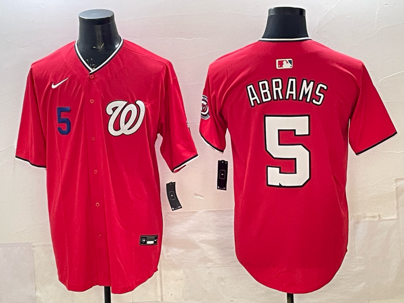 Men 2025 Washington Nationals #5 Abrams red Nike jersey2026003
